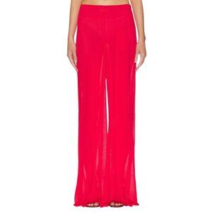 Helsa Arlena Knit Pants in Red Medium New Womens WIde Leg Slouchy Trousers
